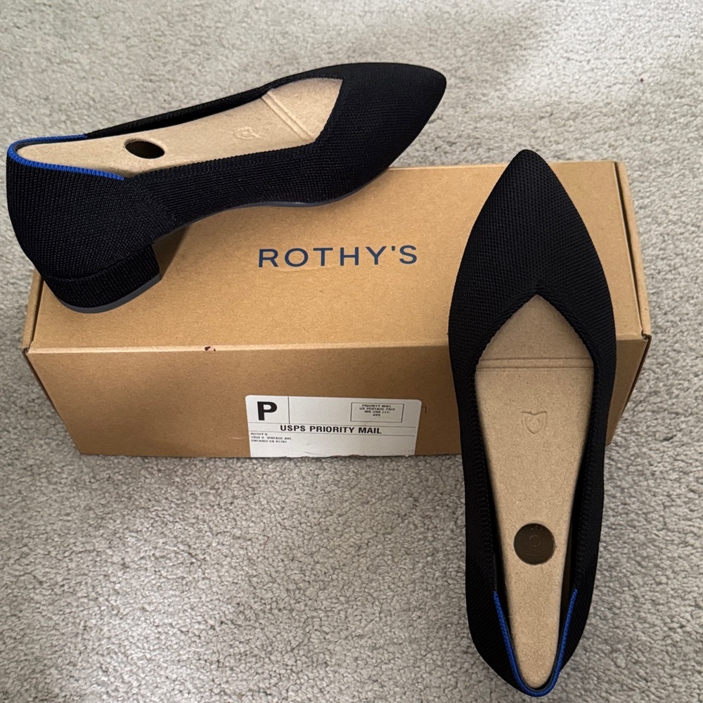 Rothy's Women's Black and Blue Flats